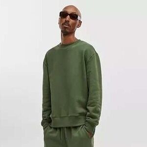 Mode of One Mens Fleece Crewneck Sweatshirt Black Forest Green 100187087MN Small